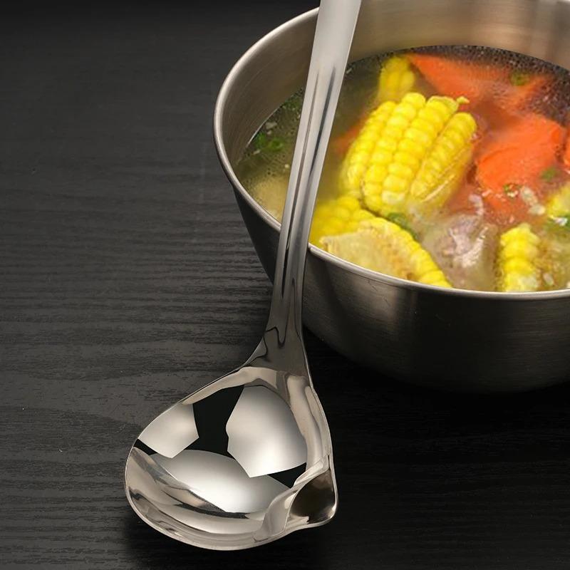 Stainless Steel Colander Spoon Soup Colander Kitchen Soup Gravy Oil Fat Separator Ladles Skimmer Spoon Soup Colander