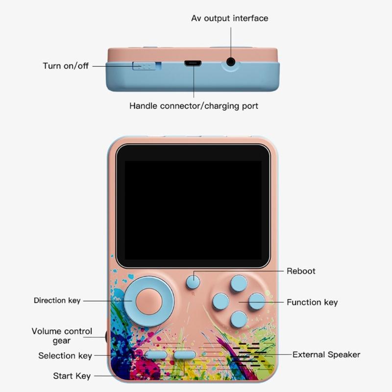 500 in 1 Gamepad with 500 Classical Game 1000mAH Battery Portable Game Console for Kids Adults Support Connecting to TV