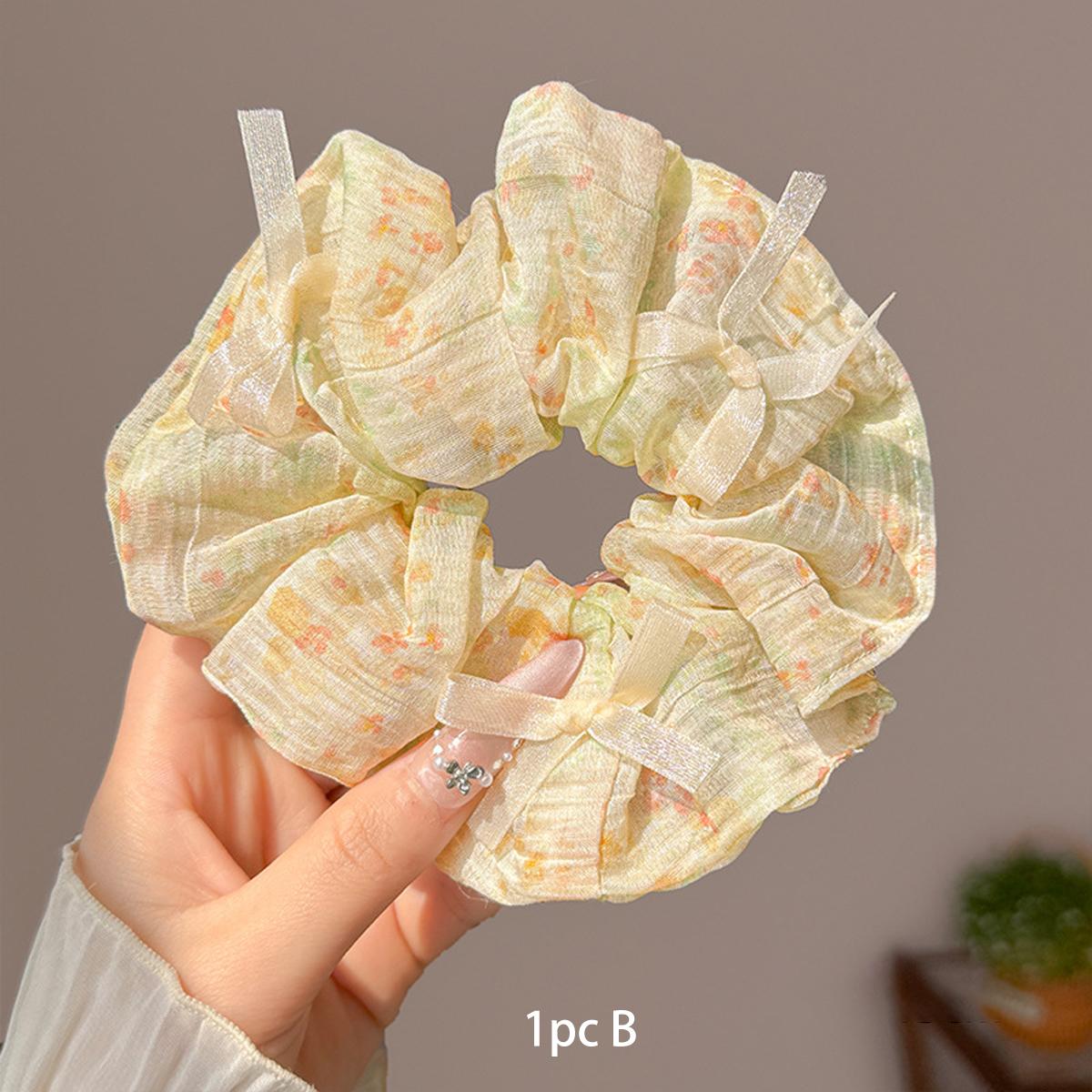 

1 шт./2 шт. весенняя фея сетчатый бант резинка для волос большой кишки, женская резинка для волос для пучка и конского хвоста, пасторальная резинка для волос