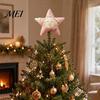 Star Tree Decoration Christmas Topper, Patchwork Plush Stuffed Xmas Cute Cartoon Ornament for Winter Holiday Party Home Decor Pink Green Topper