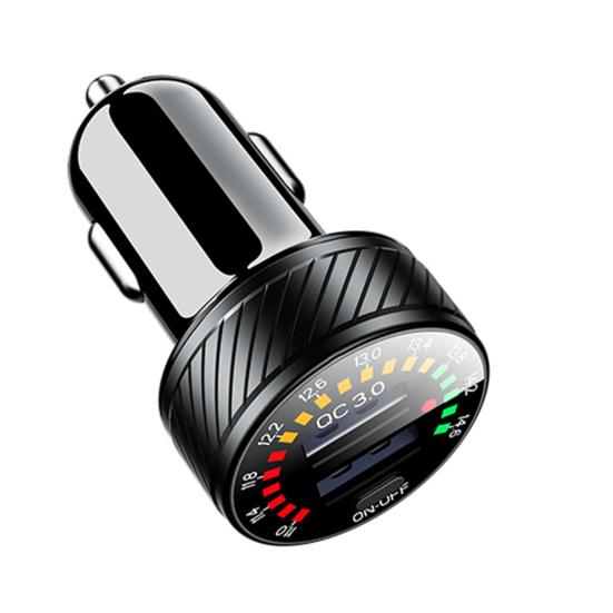USB Charger with Voltmeter Scale Display Fast Charging Heat-resistant QC3.0