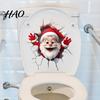Christmas Toilet Decals Sticker, Funny Santa Claus Lid Tank Bathroom Accessories Self-Adhesive 3D Hole Waterproof PVC Decal for Decoration Wall