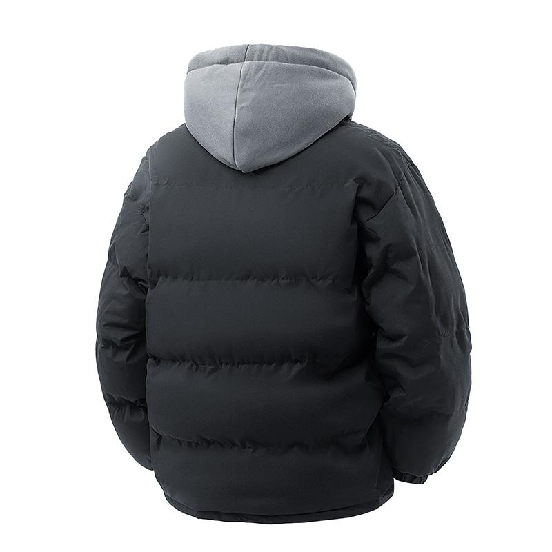 Men's Warm Parkas Casual Cotton-Padded Jacket Winter Men Trendy Fake Two-piece Hooded Bread Cotton-padded Jackets Coats