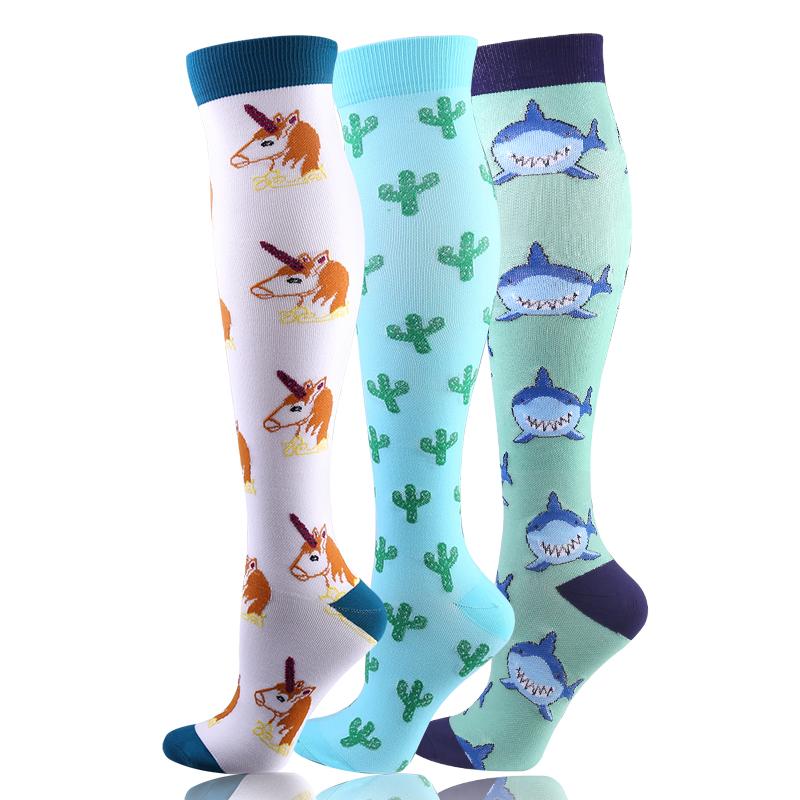 58 stylů 3 páry/balení Kompresní podkolenky 30 mmHg Ženy Muži Sportovní podkolenky Edém Cukrovka Křečové žíly Běžecké podkolenky