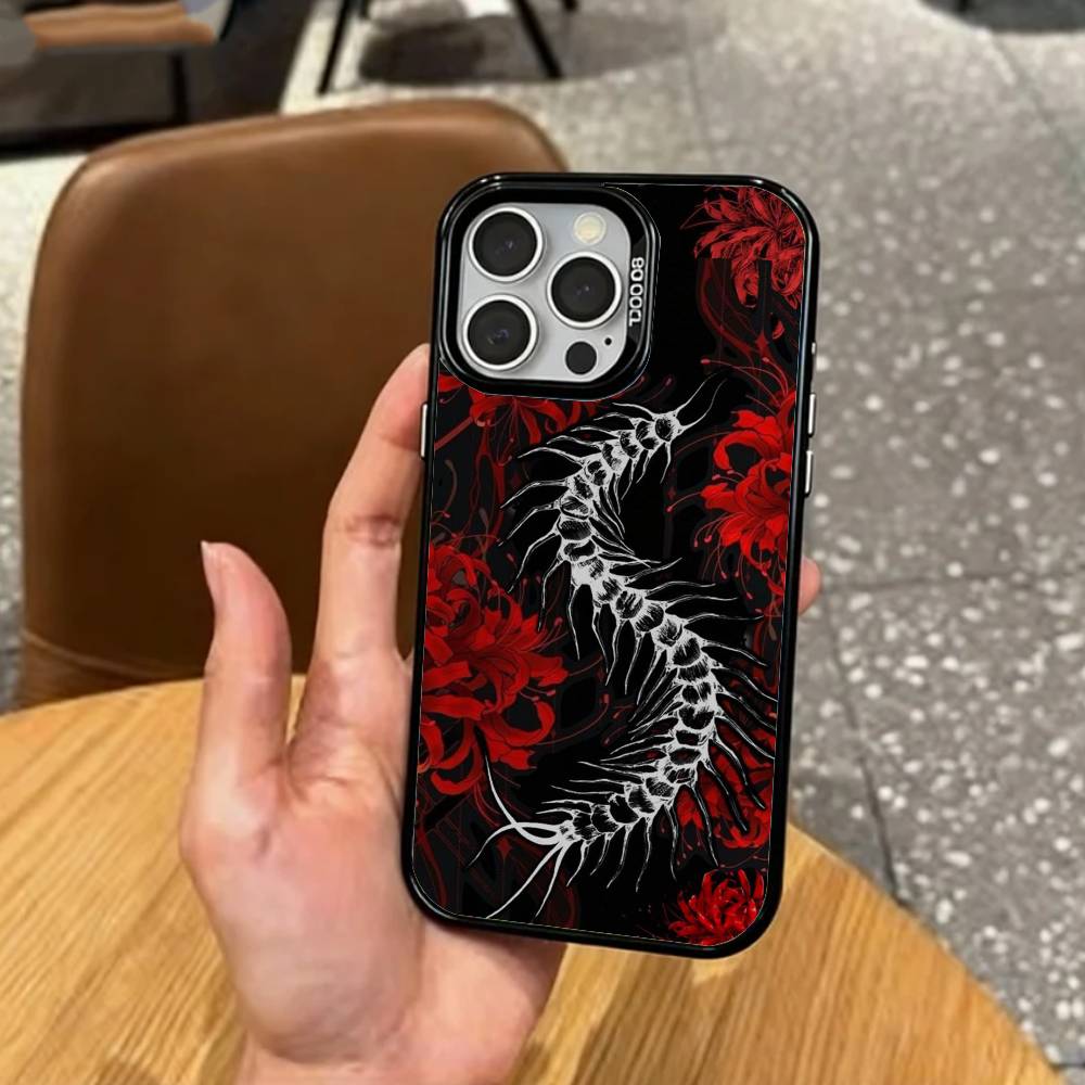 

okyo G-Ghoul Red Spider Lily Phone Case For iPhone17,16,15,14,13,12,11 Plus,Pro Max Colored Silver Plated Inside Cover iPhone17