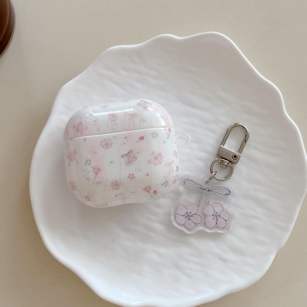 ins Korean pink cherry blossom with pendant for airpods4 protective case airpodspro3rd generation apple earphone case 2nd generation wireless