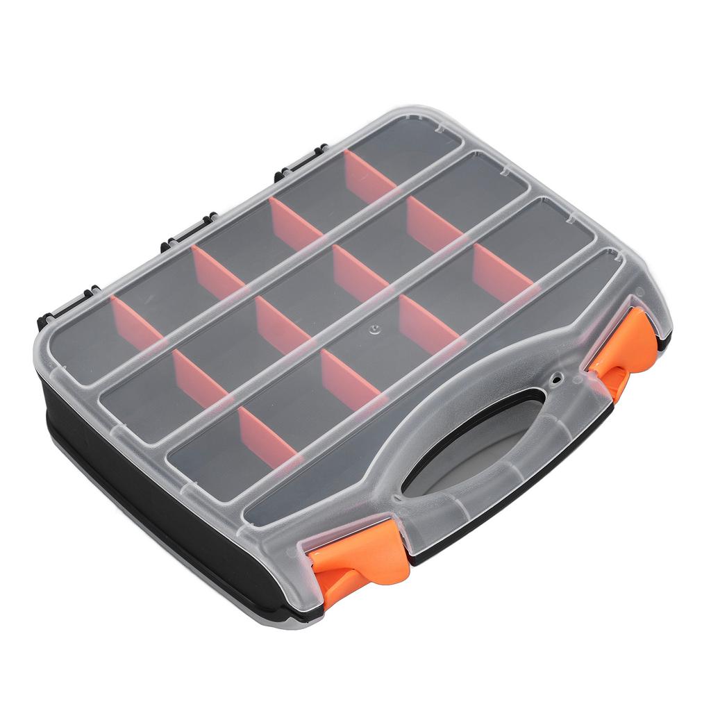 Double Side Parts Organizer with Removable Divider PVC Plastic Compartment Storage Box for
