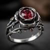 Eco-friendly 2025 Red Rose Thorn Diamond Alloy Ring – Retro European/American Style for Women