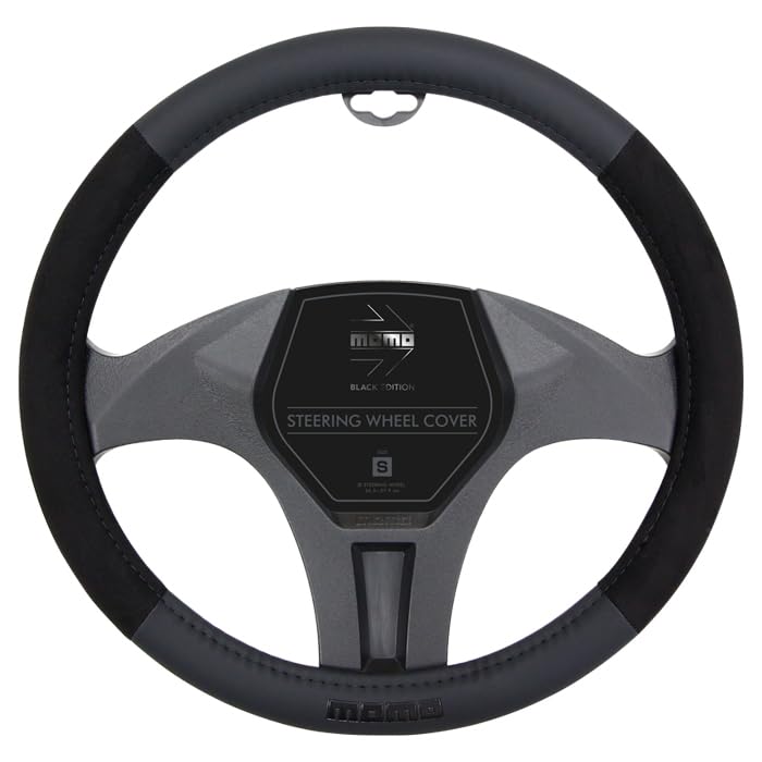 MOMO Easy Microfiber Black Edition Steering Wheel Size S for Kei Compact and Minivans Cover, (36.5-37.9cm), Cars, Cars,