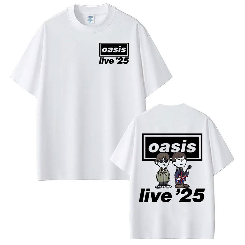 Oasis Summer Shortsleeved Tshirt Retro European and American Punk Rock Youth Cartoon Comics Men and Women Fashion Y2K Top