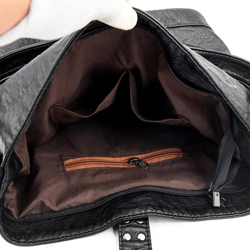 Borsa a Spalla Singola da Donna di Grande Capacità Retrò Design alla Moda con Borchie Multifunzionale Doppia Zaino Forma a Secchiello