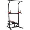Folding Power Tower, Multifunction Fitness Station Adjustable In 7 Positions with Pull-Up Bar, Dip Station, Pull UP Station and Flat Bench In Steel