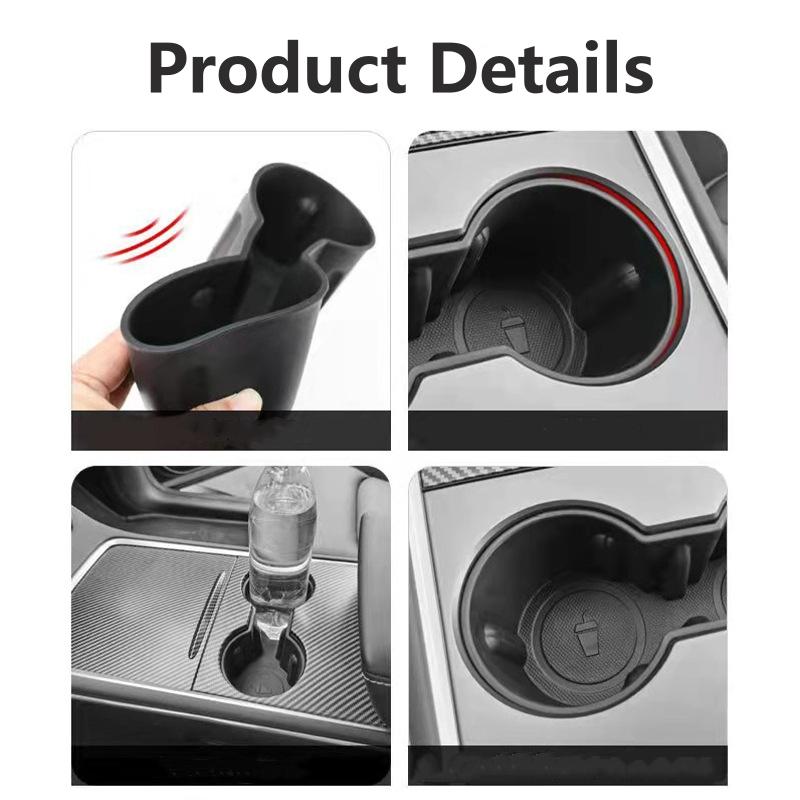 Water Cup Holder For Tesla Model 3/ Y 2025-23 Central Control Cup Holder Holder Protective Cover Interior Insert Storage Box