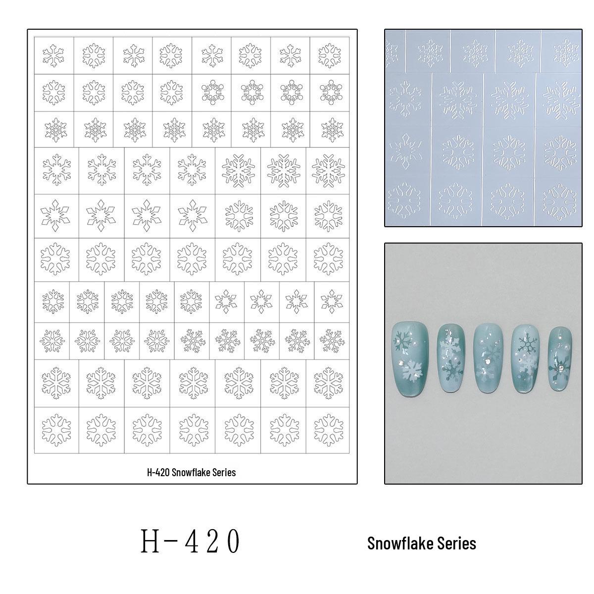 Snowflake & Fireworks Transparent Hollow Nail Stickers - Christmas Manicure Back Adhesive Decorations