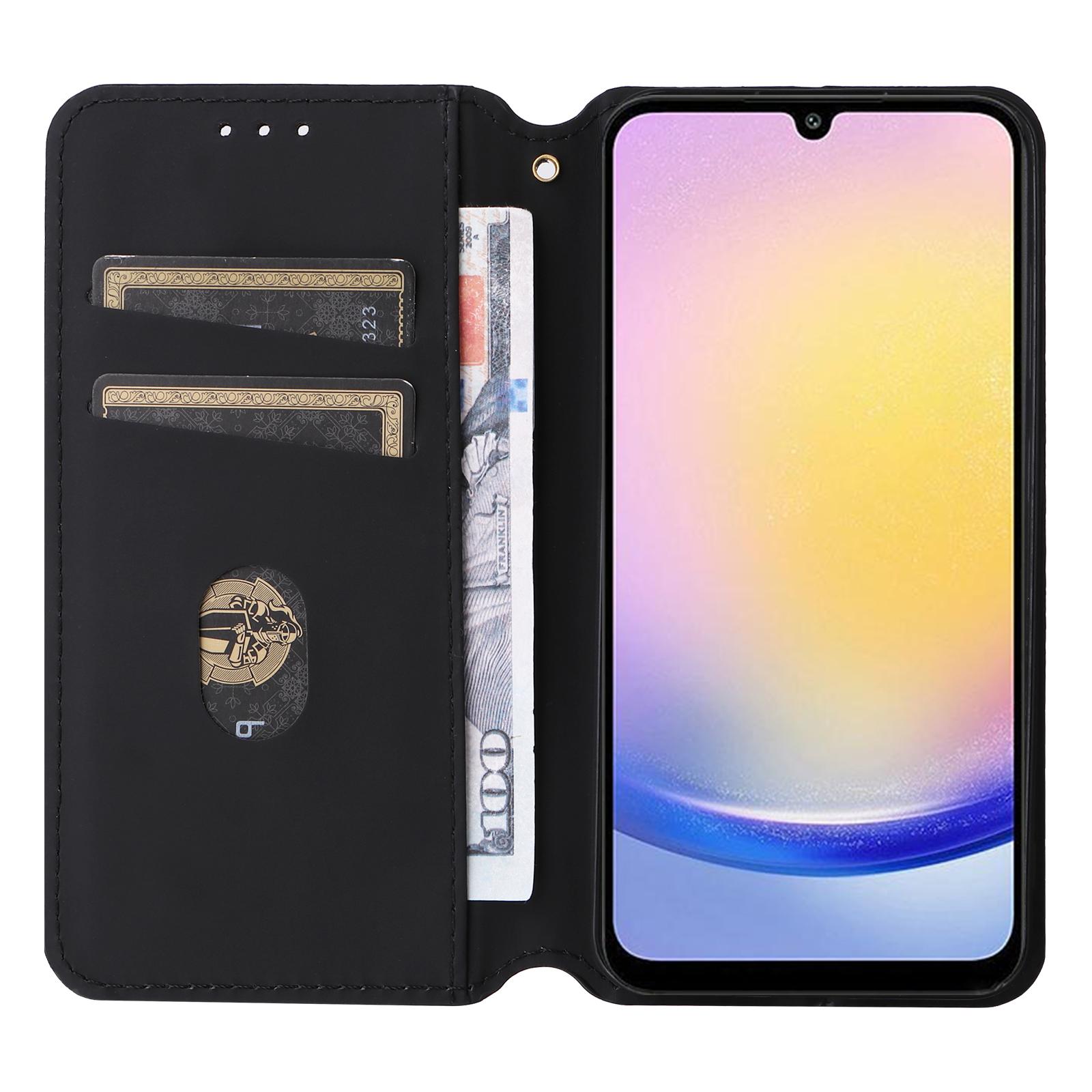 

For Samsung Galaxy S25+ Case Wallet Rhombus Imprinted Leather Phone Cover Silver