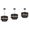 Wood Duo Black Hanging Lamp, 1-Flat Mesh Lampshade, Walnut Veneer