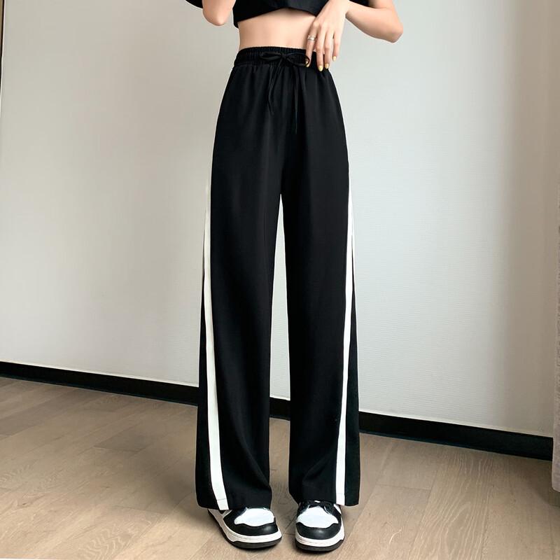 TonLion Women's Loose Side Stripe Wide-Leg Pants