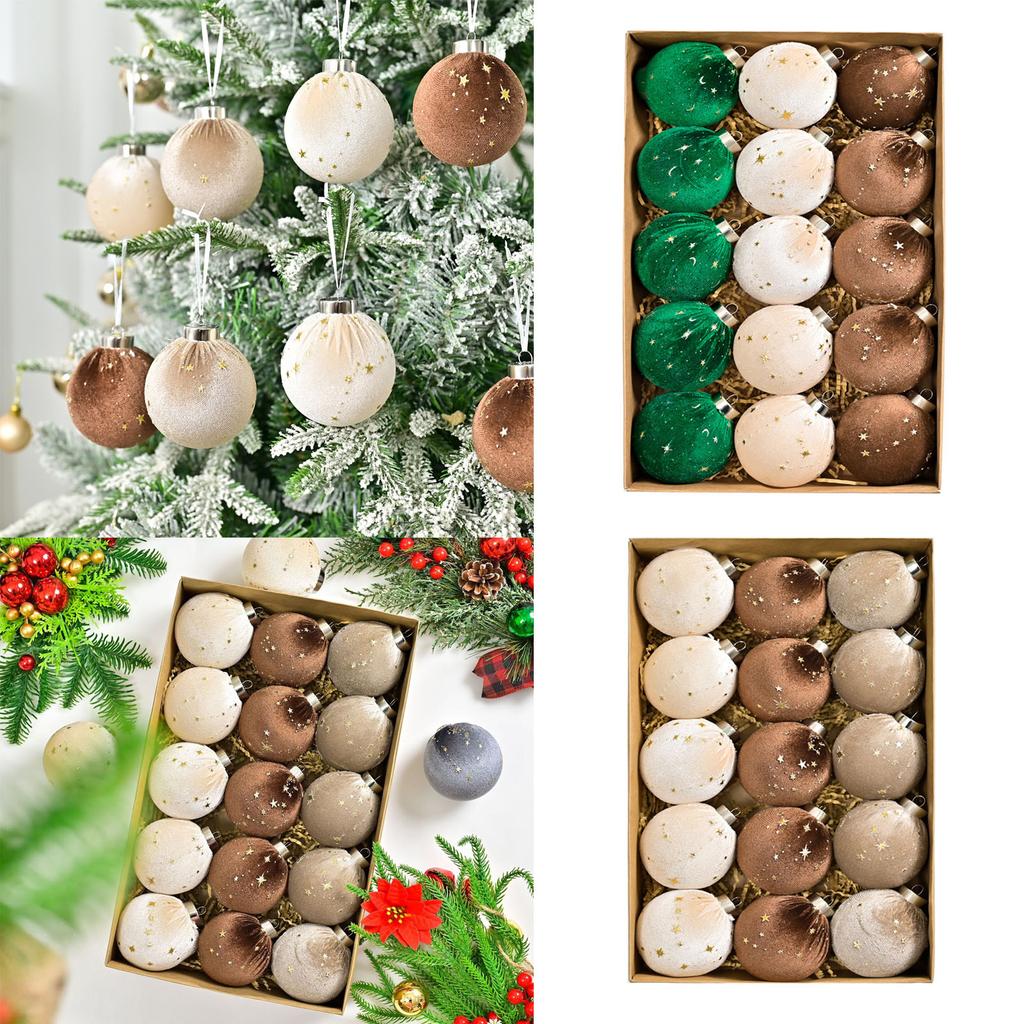 15pcs Christmas Tree Decoration Balls Velvet Texture Glitter Christmas Balls Christmas Festive Christmas Tree Decoration Balls Satin Christmas Balls