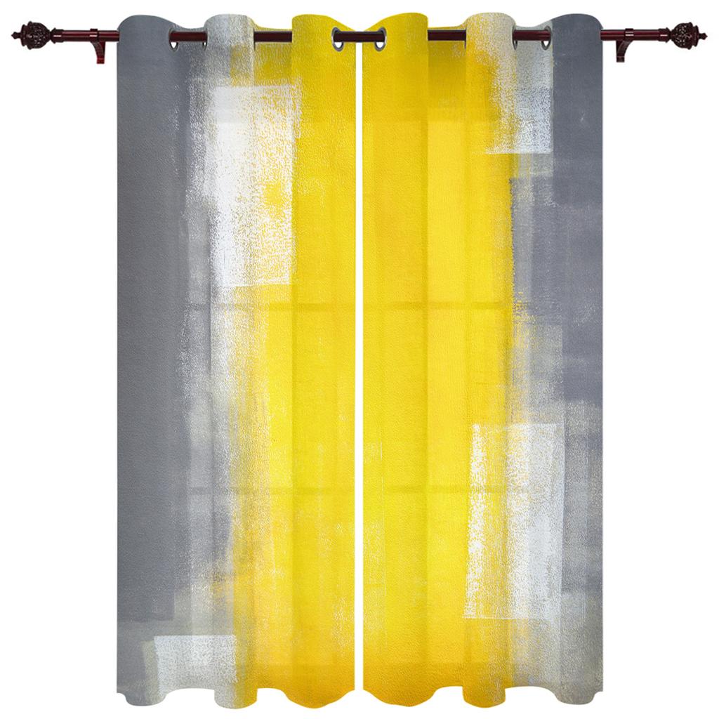 Olieverf Abstract Geometrisch Geel Gordijnen Woondecoratie Woonkamer Gordijnen Badkamer Slaapkamer Raamgordijnen