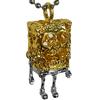 KNVSS Sponge Skull Jewelry Necklace, Gothic Square Skull Bob Jewelry, 925 Silver Cute Cartoon Pendant, 925 Silver/Gold Plated Brass, No Gemstones