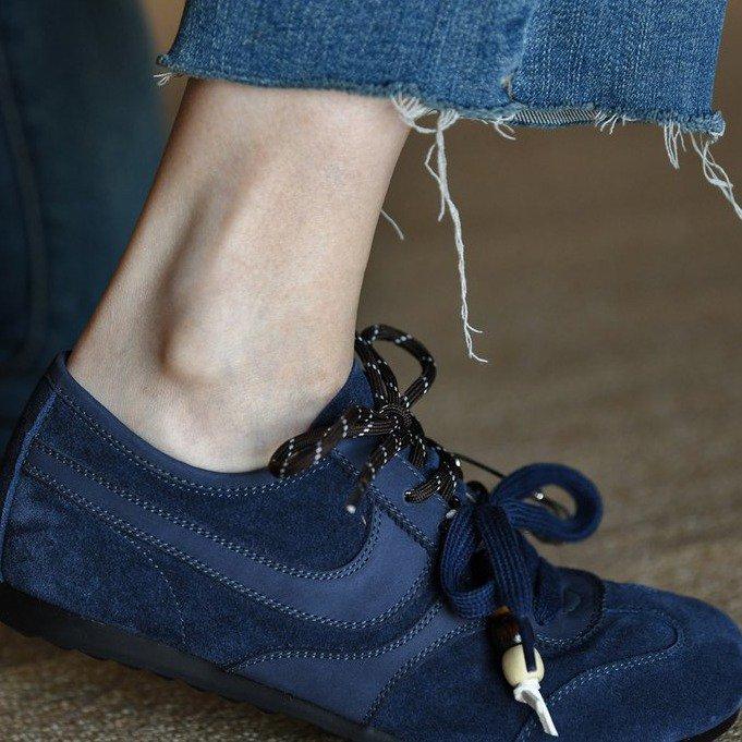 How ugly is it? Frosted cowhide blue Dexun shoes women's fashion casual shoes 2025 new autumn leather women's shoes single shoes