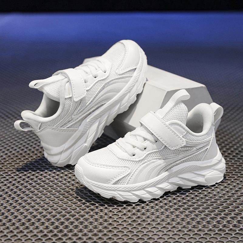 2025 New Autumn Children's Double Mesh Shoes Velcro Students Breathable Deodorant Mesh Lightweight Running Shoes Fly Knitting