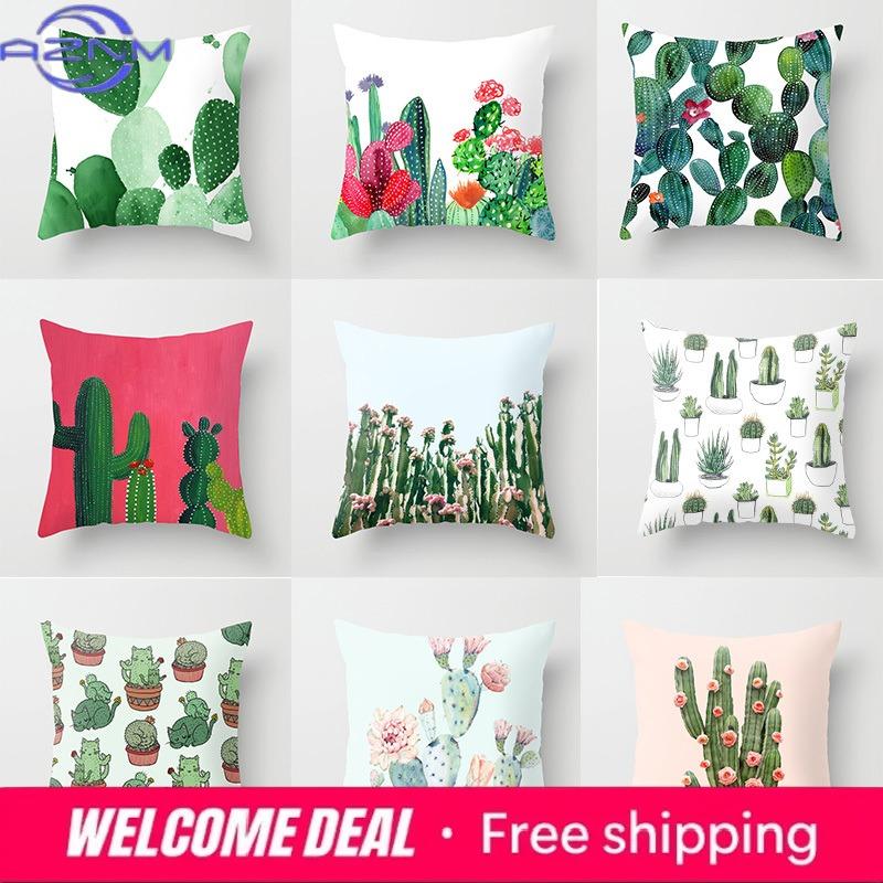 Cactus Throw Pillow Cover Succulent Desert Plant Cushion for Home Sofa Chair
