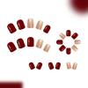 24pcs Glossy Red Glitters Press On Nail Short Square Styles Durability Fake Nail For Christmas And New Year Party
