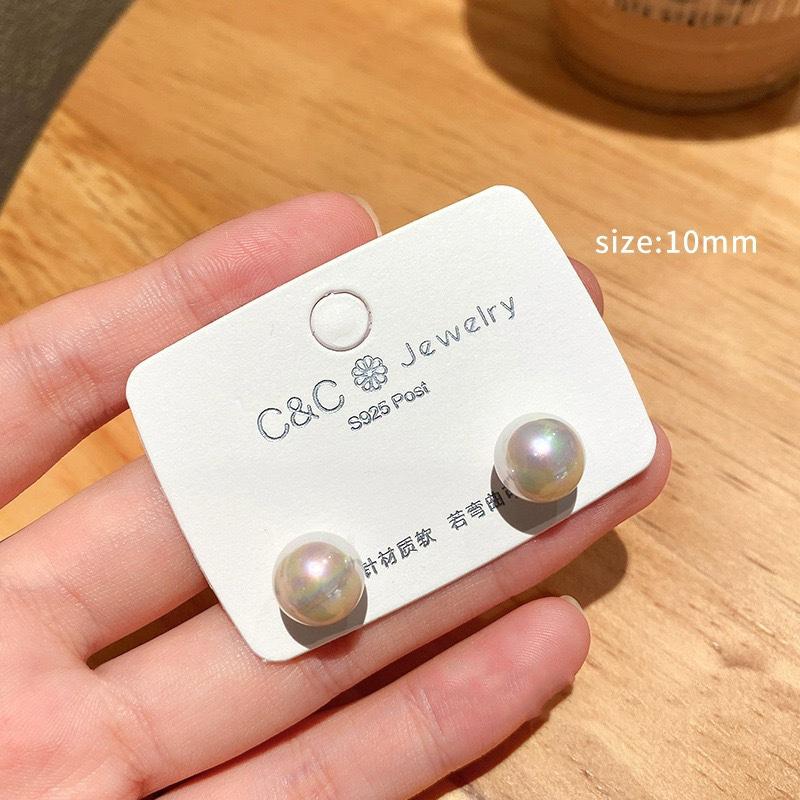 

Pearl Stud Earrings 10mm Round Shape Classic Design with 925 Sterling Silver Posts Lightweight Comfortable Fit Suitable for Everyday Wear белый