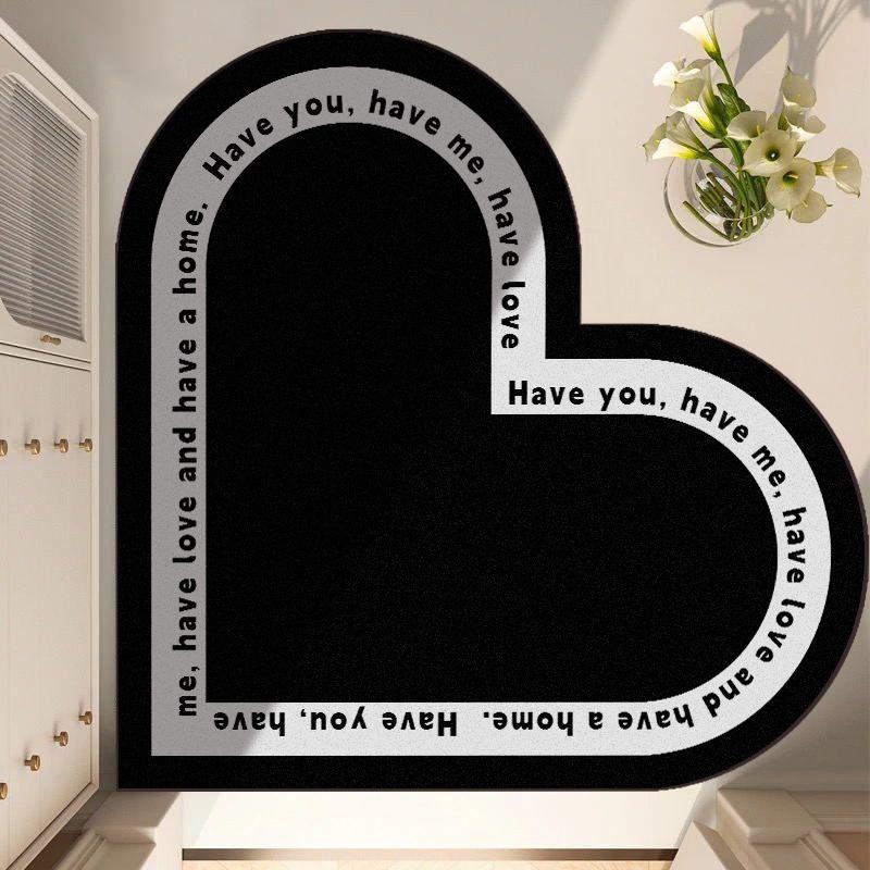 Heart-shaped Kitchen Bathroom Floor Mat Toilet Strong Absorbent Non-slip Foot Mat Diatom Mud Dirty Can Be Wiped Clean