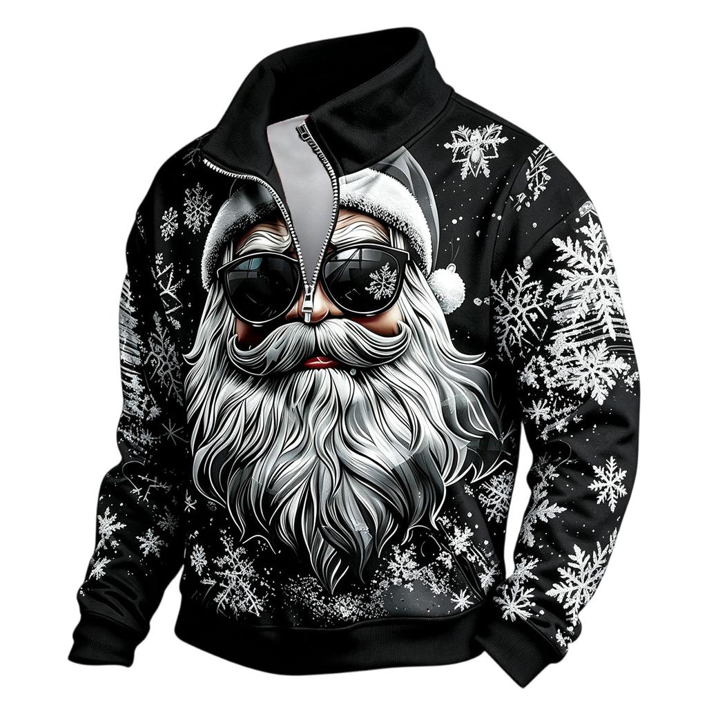 Men's Casual Long Sleeve Full-Zip Sweatshirt with Stand Collar Athletic Top