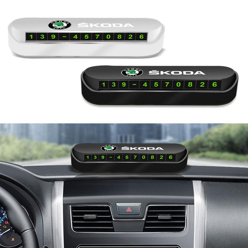 1 ks Dočasná parkovací karta do auta, odznak, styling auta pro Škoda Octavia Fabia A7 Kamiq Kapoq Kodiaq Rapid SCALA Superb Yeti Derivati