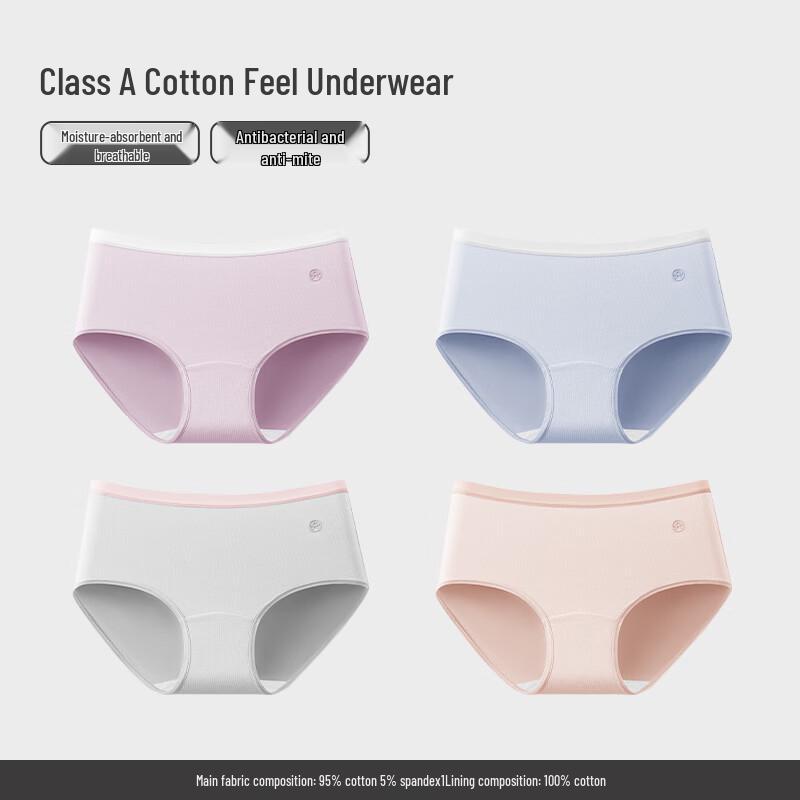 Fenteng Women s Antibacterial Cotton Mid-Waist Briefs XXL