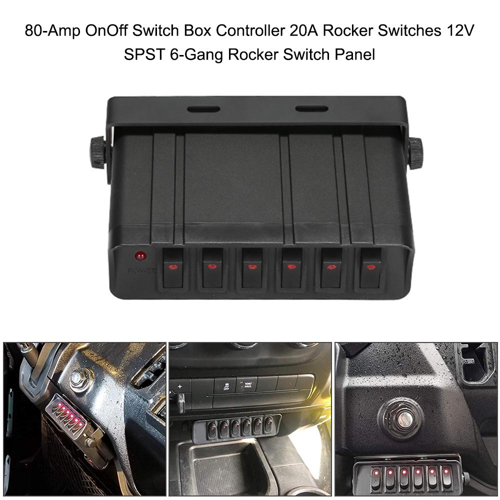 80-Amp On/Off Switch Box Controller 20A Rocker Switches box 12V SPST 6-Gang Rocker Switch Panel