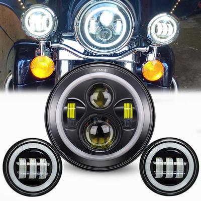 Für Harley Motorrad Licht Davidson Electra Glide Softail Fat Boy Touring 7 Zoll Motor LED Scheinwerfer mit 4,5 Zoll Nebelscheinwerfern