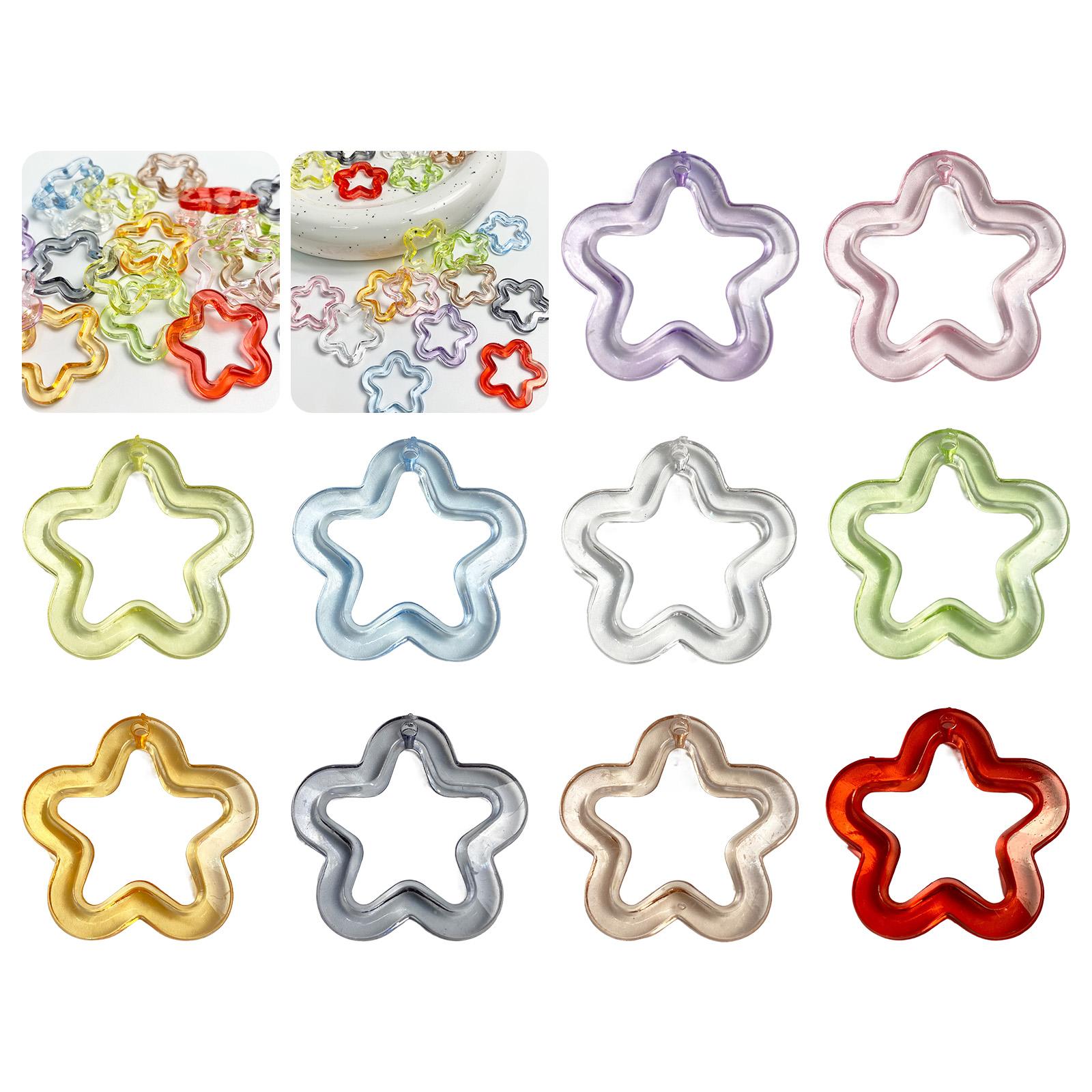 

5pcs Acrylic Hollow Flower Charm Colorful Star Pendant for DIY Earring Necklaces Bracelets Jewelry Making Findings Craft хакі