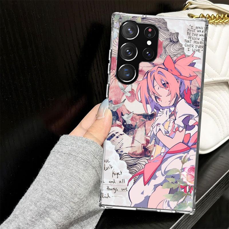 Madoka Magica Anime Case for Samsung Galaxy S25 S24 S23 S22 Ultra Soft Phone Cover S25 Edge S21 Plus S20 FE S10 + Black Cover