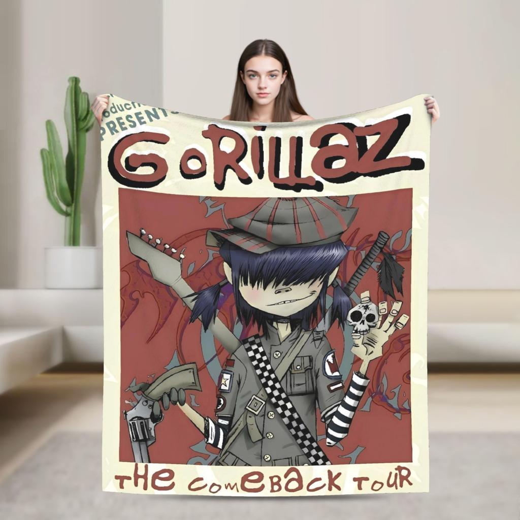 Music Band G-gorillazs Soft Blankets Picnic Plush Throw Blanket Aesthetic Home Decor Flannel Bedspread Sofa Bed Cover
