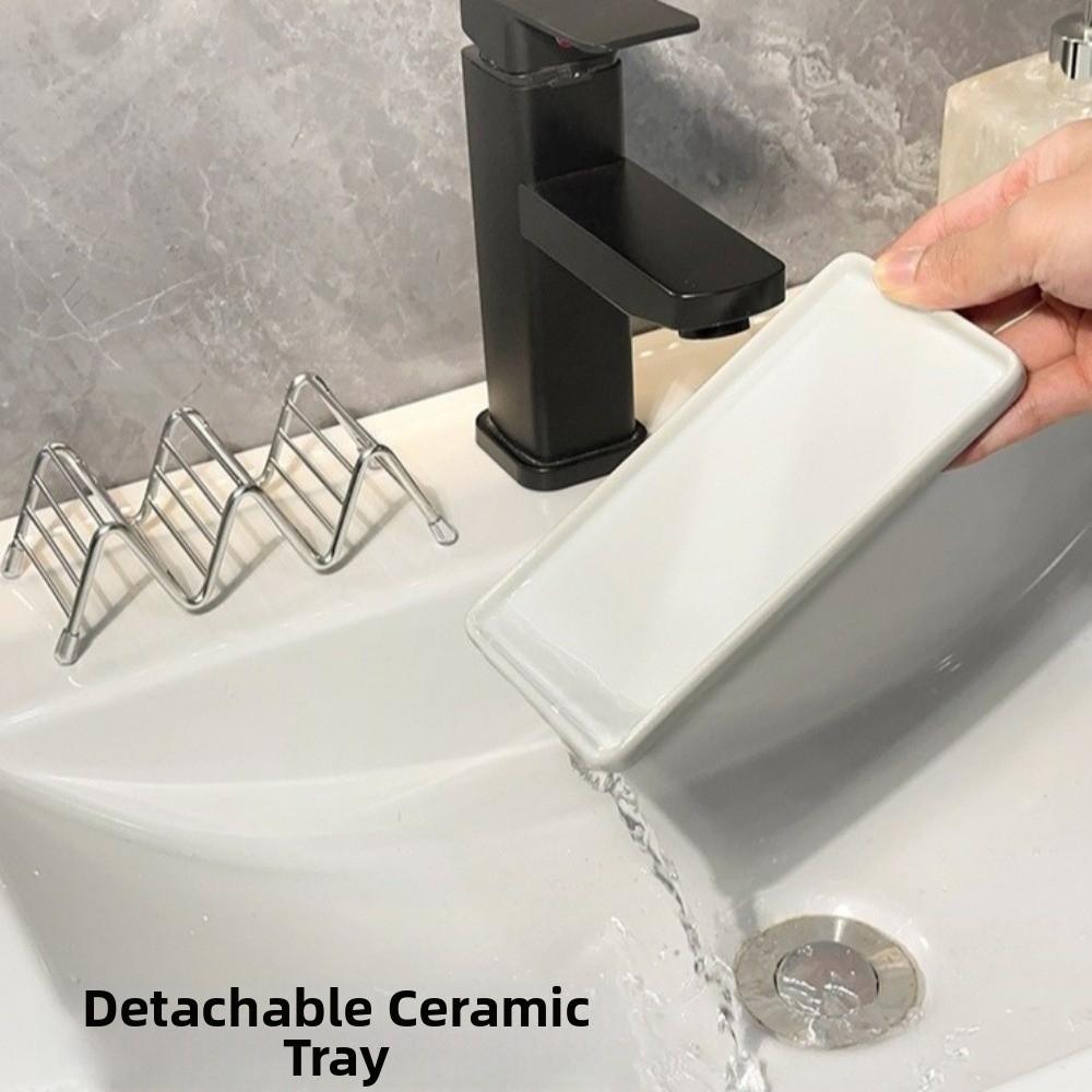 Stainless Steel W-Shaped Soap Holder Non-slip Space Saving Soap Dish Drain Tray Rust-proof Soap Storage Rack Sink Countertop
