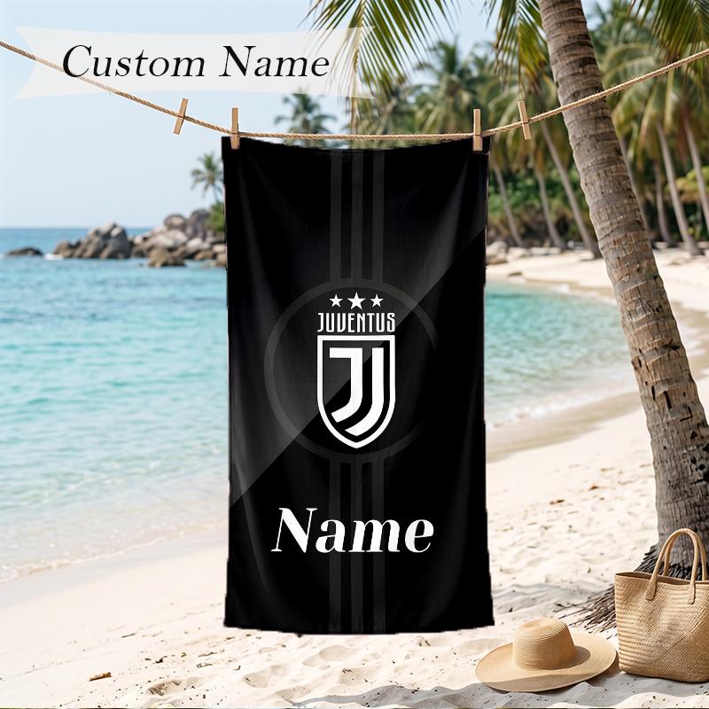 Juventus FC Custom Name Printed Beach Towel Personalized Soft Towel For Swimming Beach Travel