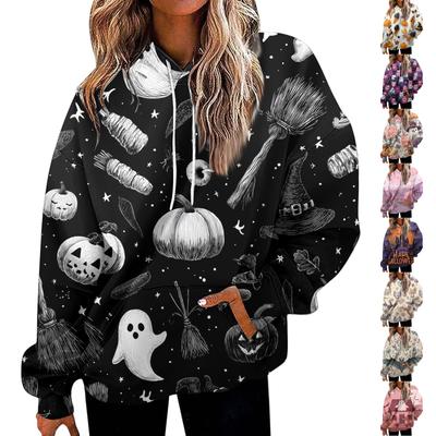 Women's Fashion Sweatshirt Printed Casual Hooded Sweatshirt With Pockets