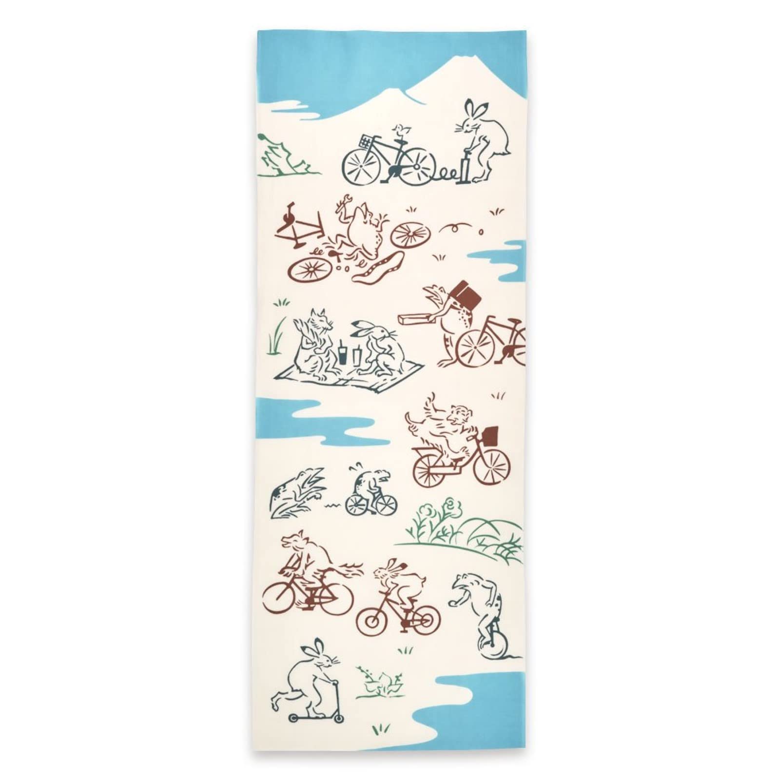 

Miyamoto Kenema Tenugui Choju Jinbutsu Giga 33 x 90cm Chū-dyed Towel, (Bicycle), 50210, Approx.