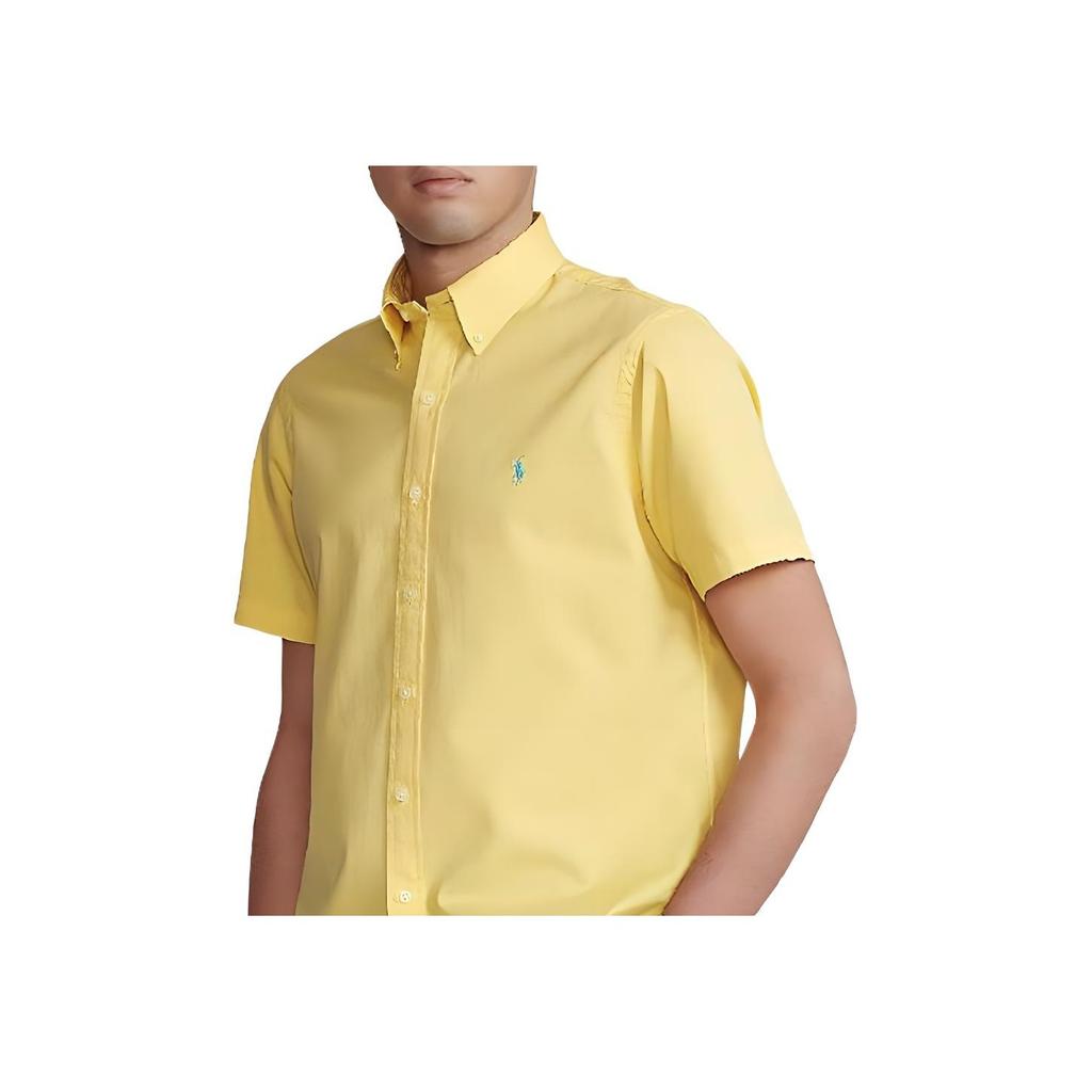 Polo Ralph Lauren Solid Color Logo Embroidered Polo Collar Button-Down Short Sleeve Shirt Men Shirts Yellow 710822774-010