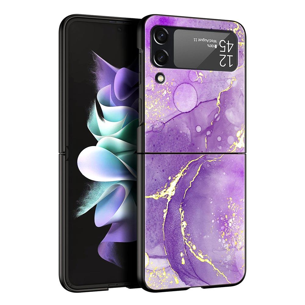 Vintage Marble Hard PC Phone Case For Samsung Galaxy Z Flip 7 6 5 4 Black Cover For Galaxy Z Flip 3 Foldable Shell Fundas Capas