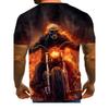 Men's Short Sleeve T-Shirt Skull Rider Flame Printed Summer Top Gothic Punk Motorcycle Graphic Tees Casual Crewneck Tee Shirts Streetwear for Male