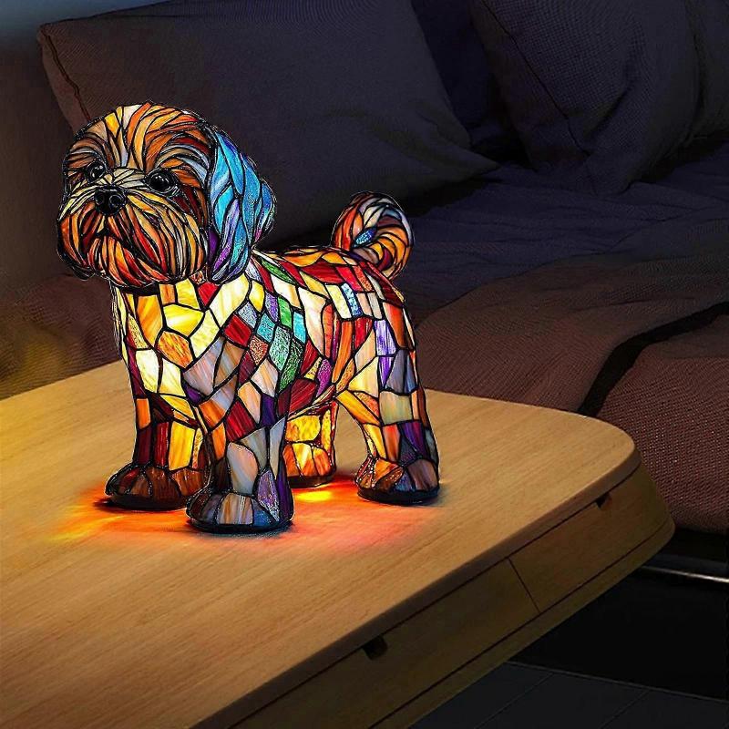 Miniature Dog Shaped LED Desk Lamp PUW5157 Cute Night Light for Home Office Decor Warm White Touch Control