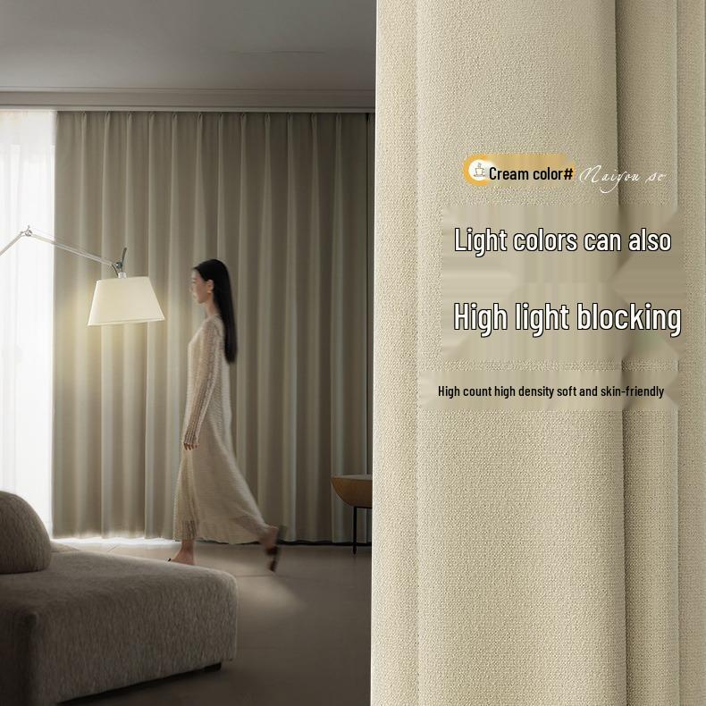 Black and Gold Small Plaid Blackout Curtains for Living Room & Bedroom, Sun Protection, Imitation Linen, Customizable for Any Room