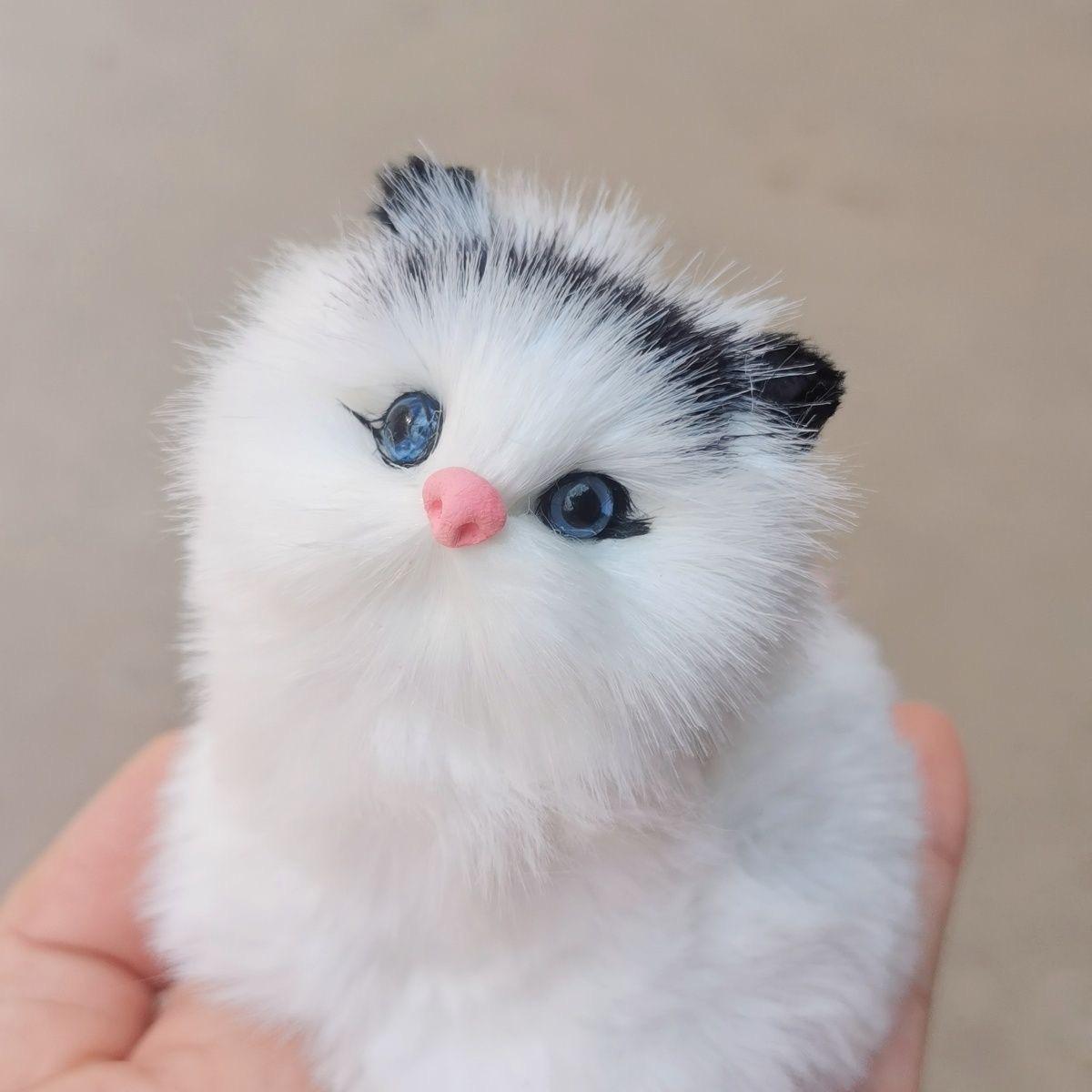 

Реалистичная мяукающая мягкая игрушка кошка для детей и домашнего декора 7cm чёрный