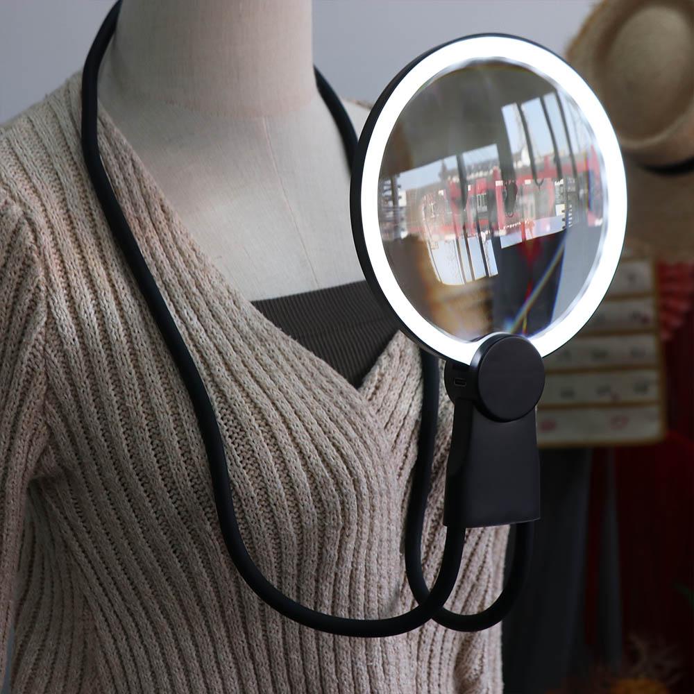 3 Color LED Lights Hands Free Magnifier Hanging Neck Magnifying Glass Electronics Repair