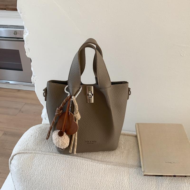 Single Shoulder Bag, Fashionable Handbag, High-end Bucket Bag, Women's Small Clutch Bag, Lychee Pattern Handbag